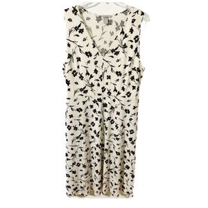 H&M V-neck Floral Sleeveless Midi Length A-line Dress Lined Over Bust 🖤🤍